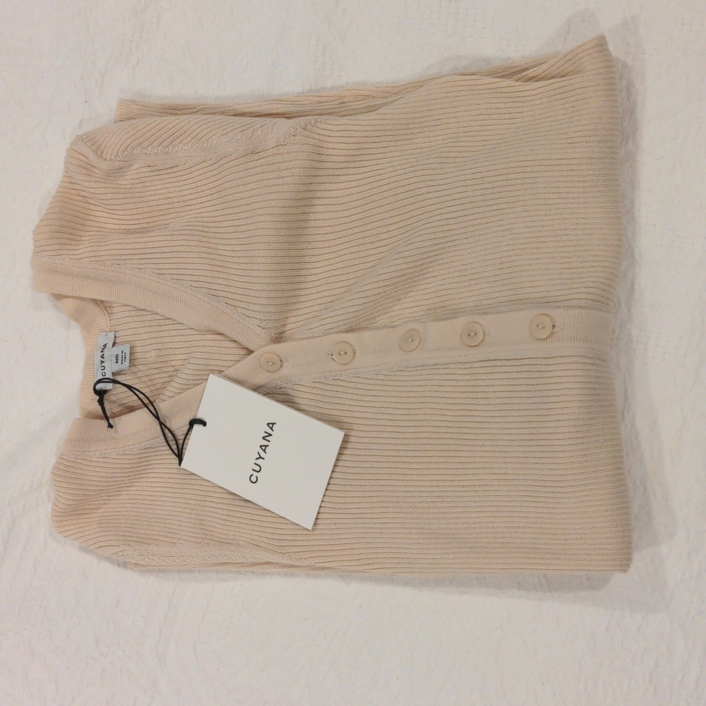 NWT Cuyana Ribbed Cardigan Sand